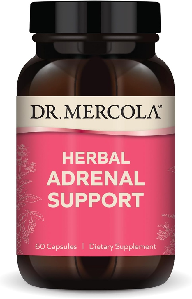 Dr. Mercola Herbal Adrenal Support, 30 Servere (60 kapsler), Kosttilskud, Mood og Stress Management, Non- GMO