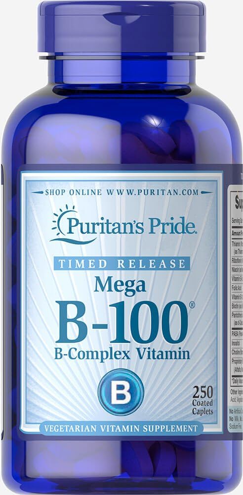 Puritans Pride Vitamin B- 100 Complex Timet Release Caplets, 250 Count