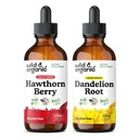 Wild & Organic Hawthorn Berry Tinktur 4 fl oz & Mælkebøtte Root Tinktur 4 fl oz