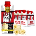 Lean Body Ready- to- Drink Banan Protein Shake, 40g Protein, Whey Blend, 0 Sugar, Gluten Free, 22 Vitaminer & Minerals, 17 Ounce (Recyclable Carton & Lid - Pack of 12) LABRADA