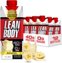 Lean Body Ready- to- Drink Banan Protein Shake, 40g Protein, Whey Blend, 0 Sugar, Gluten Free, 22 Vitaminer & Minerals, 17 Ounce (Recyclable Carton & Lid - Pack of 12) LABRADA