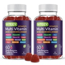 Viteey Womens Multivitamin Gummies - Immune Support - 12 in 1 Essential Vitamins & Minerals - Vitamin A, C, D3, E, B6, B12, Folic Acid, Biotin, Calcium, Zinc & More - Vegetarian - Raspberry Flavored