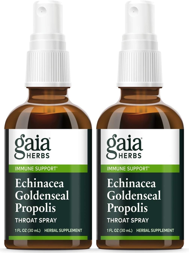 Gaia Herbs Echinacea Goldenseal Propolis Throat Spray- Supports Healthy Immune Response, 1 Fl Oz (Pack of 2)