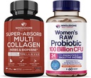 Grossic Wellness Super- Absorb Multi Collagen Pills (type I II III V X) Økologiske urter og bioperine + Dr. Formuleret Raw Probiotika til kvinder 100 Millioner CFU 'er med Prebiotika Bundle