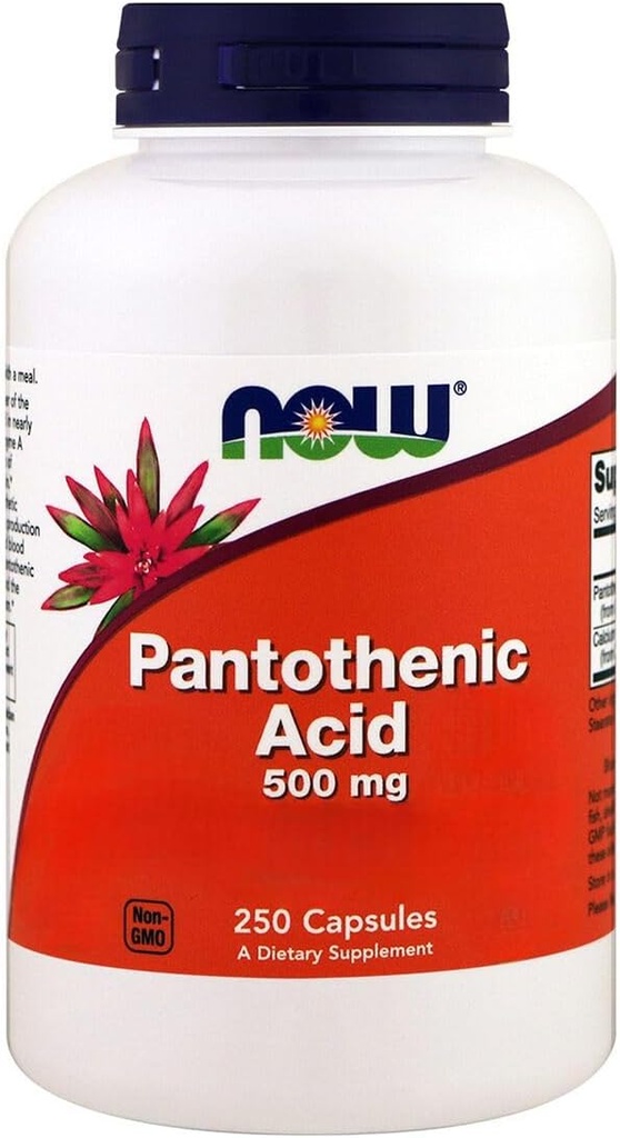 Nu fødevarer, pantothensyre, 500 mg, 250 kapsler
