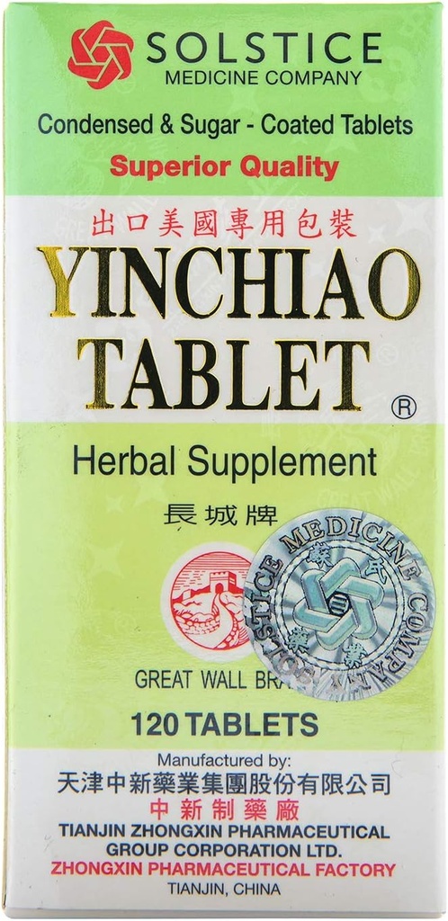 Yin Chiao Herbal Supplement (understøtter bihuler, immunforsvar og respiratoriske systemer) (120 tabletter pr. flaske) (1 flaske) (Solstice)