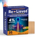 Re- Leaved 4% Lidocain Patches Maksimal styrke - Aluminium-fri, vand resistent og USA Lavet -Superior Sticking Smerte Relief Patches Hurtigt lindrer tilbage, Joins og Muskelmaling-3x6 Tommer (20 Tæller)