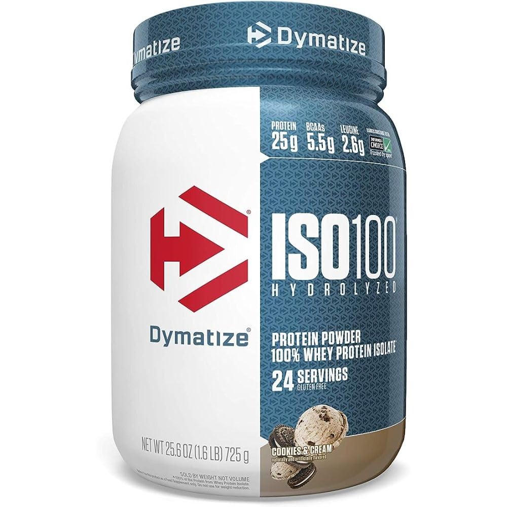 Dymatisere ISO100 Hydrolyseret protein pulver, 100% Whey isolere protein, 25g protein, 5,5g BCAA, Gluten fri, hurtig Absorbing, Easy Digesting, Cookies og Cream, 1.6 Pund