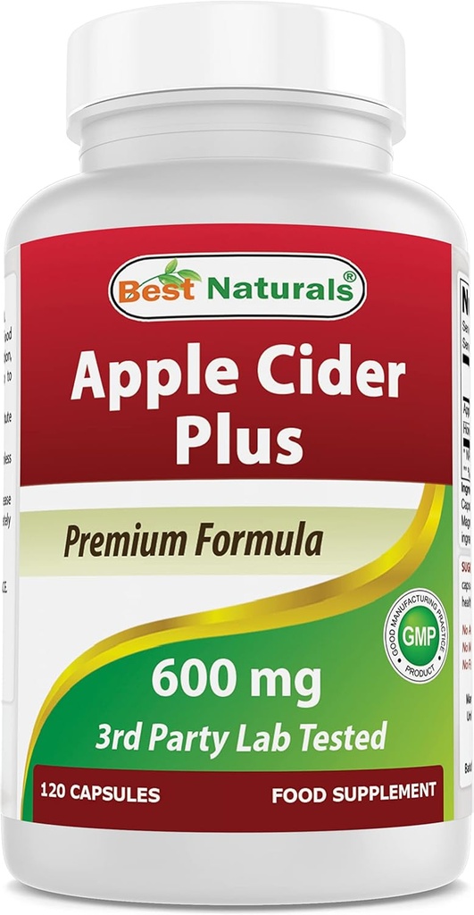 Bedste Naturals Apple Cider Vincious Plus 500 Mg kapsler, 120 Greve