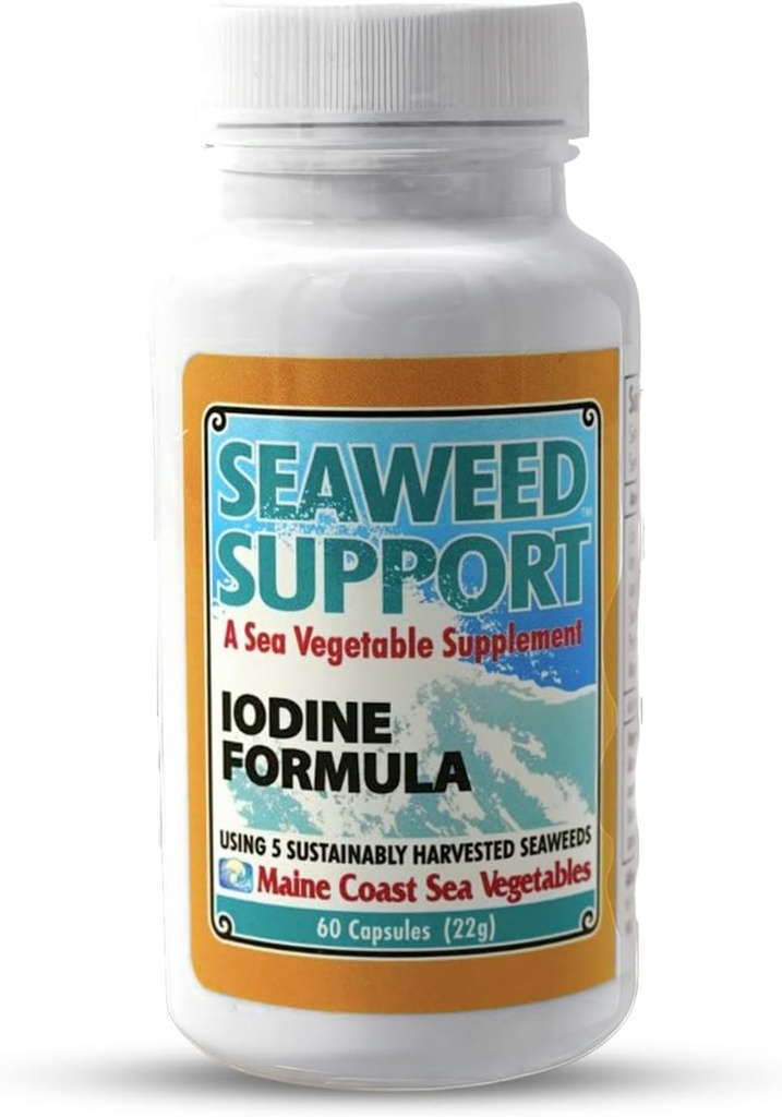 Maine Coast Sea Grøntsager Seaweed Support Jod Formel 124; Kilde til Jod fra Seaweed; Daglig brug Jod Supplement 124; Organic Alaria, Rockweed, Sea Letuce, Dulse & Bladderwrack blanding; 124; 60 Capsule