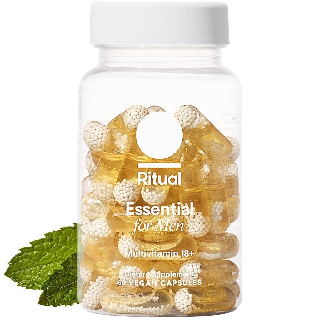 Rituel Multivitamin til mænd 18 + med zink, vitamin A og D3 til immunfunktion Support *, Omega-3 DHA, B12, K2, Gluten Free, Non- GMO, Vegan, Mint Essenced, 30 Day Supply