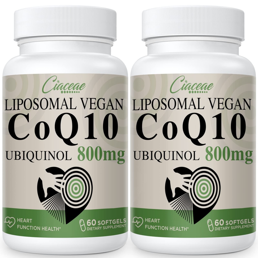 Liposomal CoQ10 800 mg Ubiquinol Softgel, Max Absorption Ubiquinol Coenzym Q10, Ubiquinol CoQ10 Supplement for antioxidant, Heart Function & Energy Production, Pure CoQ10 800mg, 120 Vegan Softels