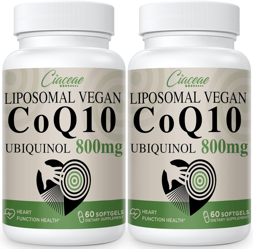 Liposomal CoQ10 800 mg Ubiquinol Softgel, Max Absorption Ubiquinol Coenzym Q10, Ubiquinol CoQ10 Supplement for antioxidant, Heart Function & Energy Production, Pure CoQ10 800mg, 120 Vegan Softels