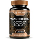 WELLENess LASSRX Mushroom Supplement Kapsler 10: 1 Uddrag, Mushroom Complex Kapsler 1000mg, Lions Mane Supplement med Tyrkiet Hale, Cordyceps, Reishi - 120 Greve