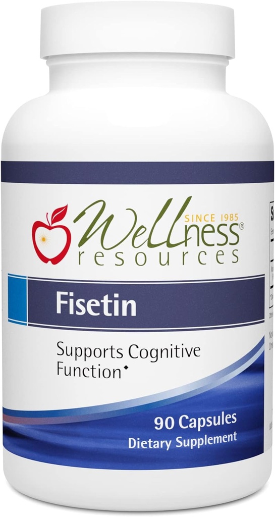Wellness Resources Fisetin - Novustiet Fisetin Supplement for Longevity, Memory, Focus, Brain Health - Senolytic og Situin Activator - Gluten- Free, Non- GMO, Vegan (100 mg, 90 kapsler)