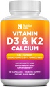 D3- vitamin K2 5000 IE tillæg med calcium, multivitaminer understøtter immunforsvar, stærke knogler, tænder og hjertefunktioner med Bioperine Black Pepper Fruit Extract 60 greve (pakning med 1)