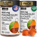 Magnesium Glycinate Gummies 600Mg 2 Pack - Høj Absorption, Triple Calm Magnesium Complex - Tygge til afslapning og søvn - Gummy tillæg med D-vitamin - Vegan, sukkerfri, Gut Friendly