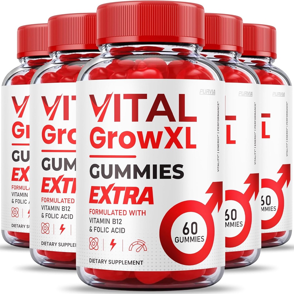 (5 Pack) Vital Grow XL Gummies - Maximum Strength Formel - Vial Grow XL Extreme Strength Formel, Vital Grow XL Anmeldelser, Samlet daglig sundhedsstøtte 1000mg Maximum Wellness Supplement (300 Gummies)