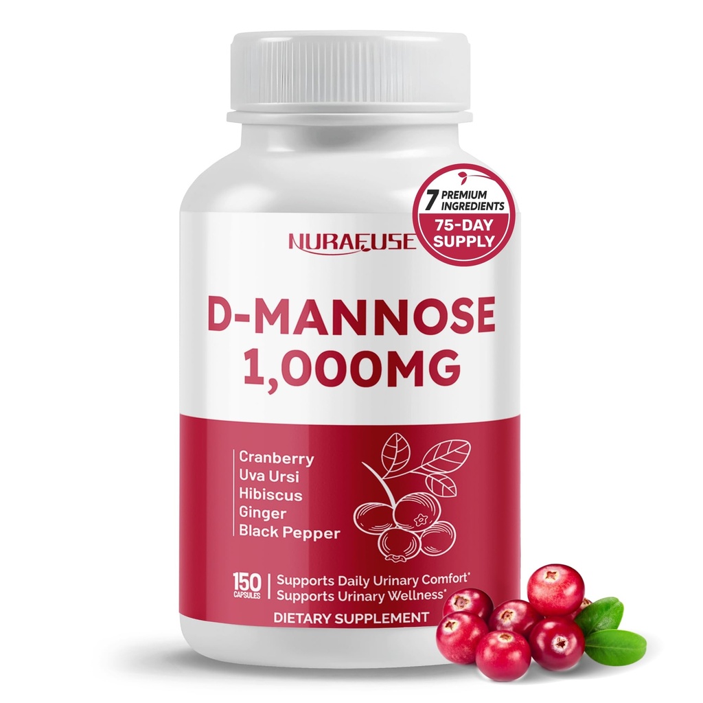 D- Mannose med Cranberry, Uva Ursi, Hibiscus, Ginger, Black Pepper - Understøtter Urinary Tract Sundhed, Bstige Cleanse - Made and Testet i USA