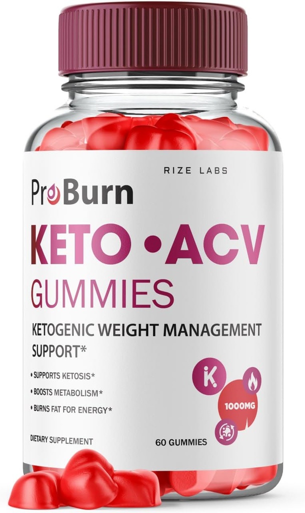 rize laboratorier - Pro Burn Keto ACV Gummies, Advanced Weight Loss Support, Alle naturlige Apple Cider supplement (60 Gummies)