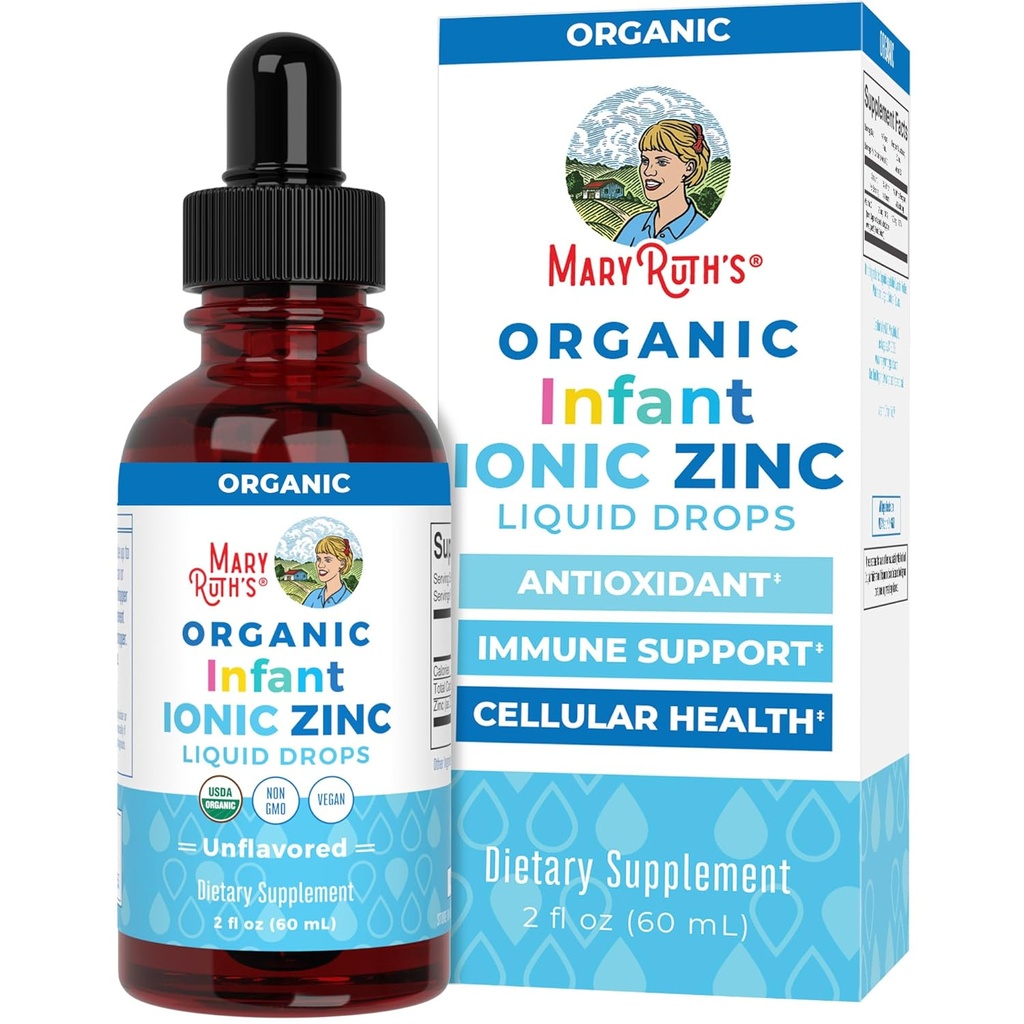 MaryRuth Organics Organic Infant Ionic Zink Liquid Drops ttesmå 124; Zink Sulfate for immunsupport124; Organisk Glycerin • 124; Antioxidant • 124; Vegan • 124; Formuleret til babyer alder 6- 12 Måneder • 124; 1 Måned Supply • 124; 2 Fl Oz
