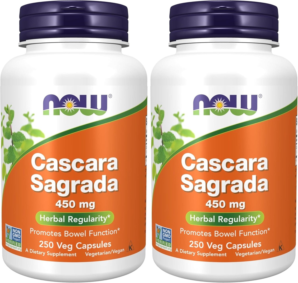 NU Kosttilskud, Cascara Sagrada (Rhamnus purshiana) 450 mg, 250 Veg Kapsler (pakke med 2)