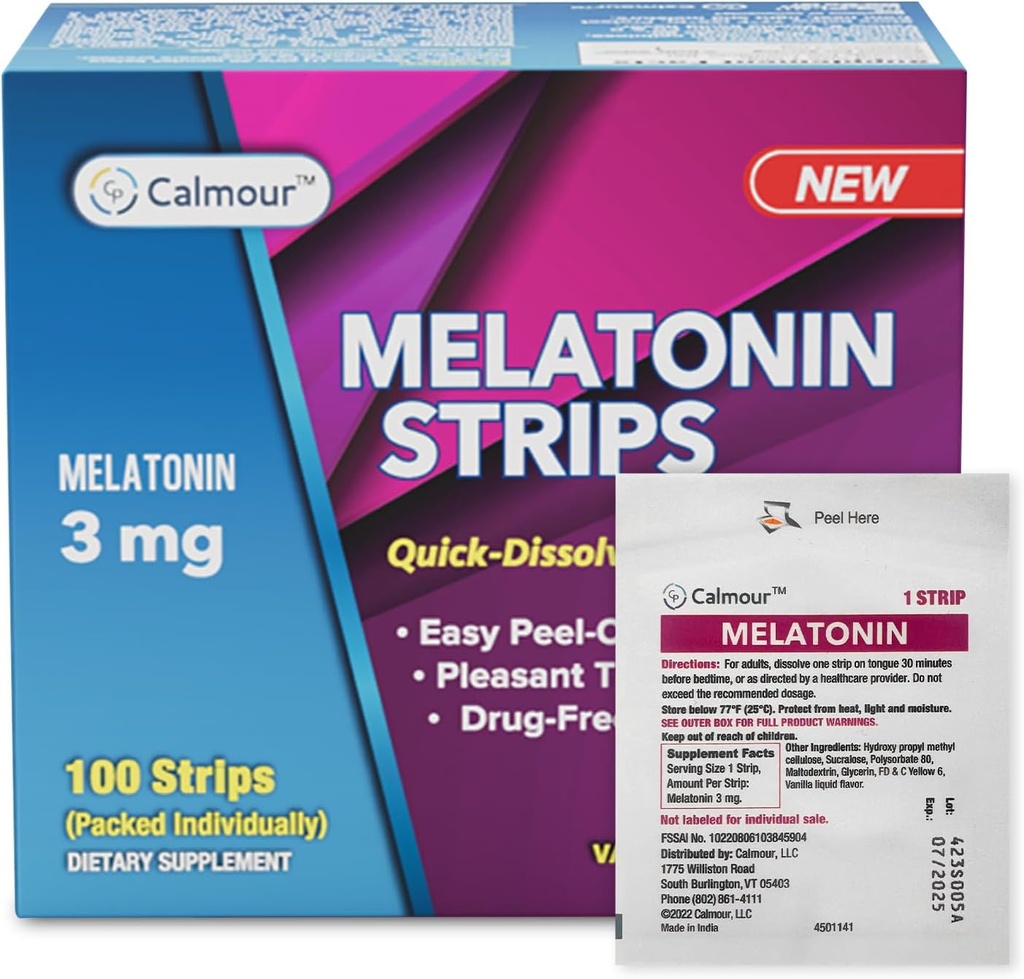 100 Oral dvalestrips • 124; Quick- Opløsning 3mg Melatonin Strip • 124; Works Hurtigere end gummies • 124; Afslapning Napning Kosttilskud • 124; Den ultimative sovende hjælp til bedre hvile og øje sundhed