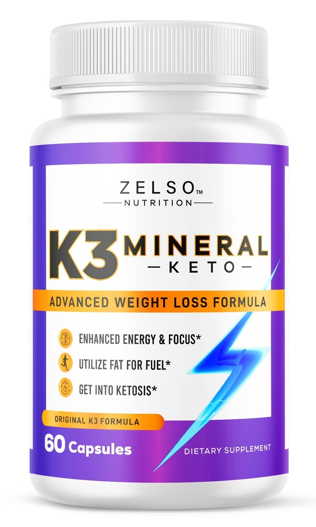 ZELSO K3 Mineral vægttab piller til kvinder og mænd, K3 Mineral piller - K3 Salt Mineral, Vitamin + K3 Kapsler supplement til Keto Vægttab - 1 Måned Supply
