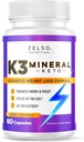 ZELSO K3 Mineral vægttab piller til kvinder og mænd, K3 Mineral piller - K3 Salt Mineral, Vitamin + K3 Kapsler supplement til Keto Vægttab - 1 Måned Supply
