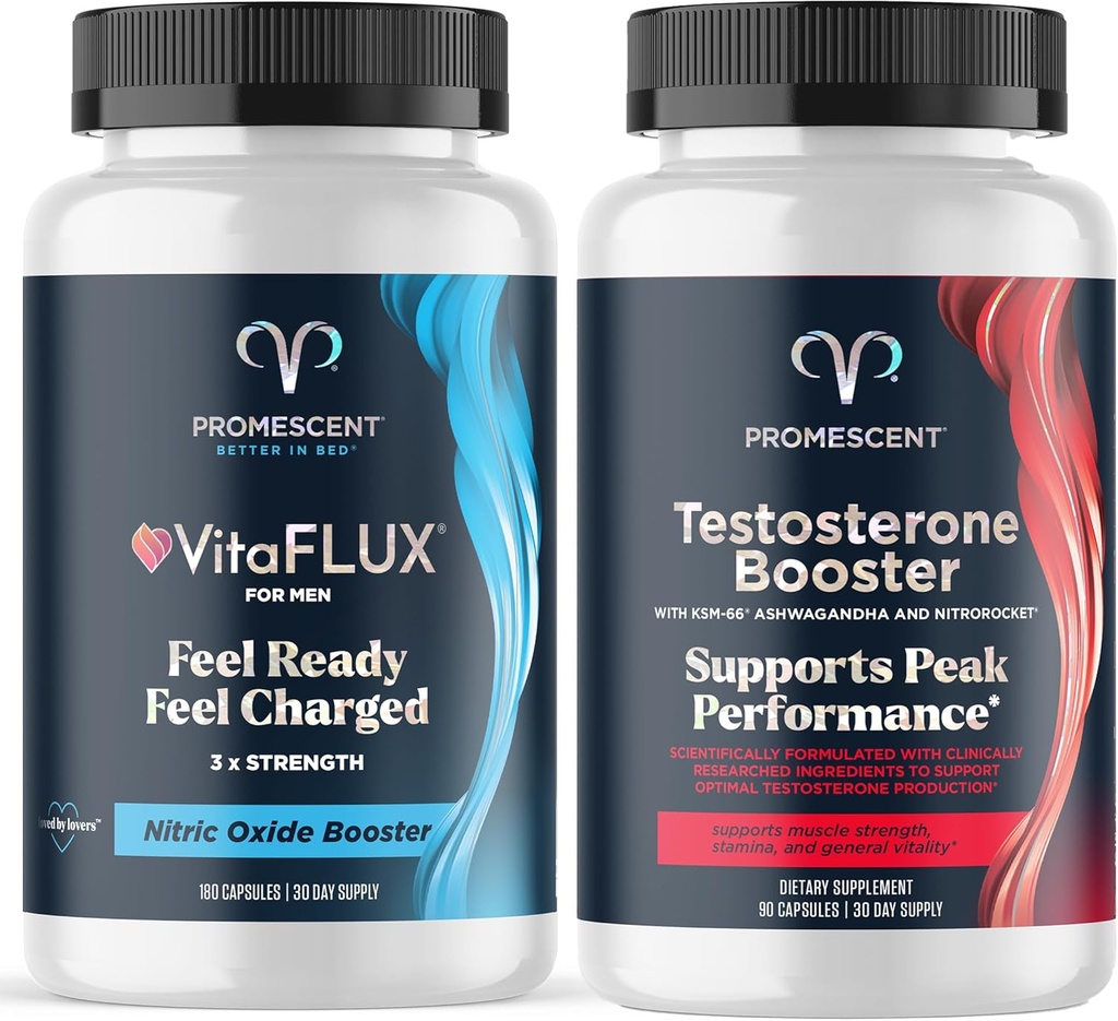 Promescent VitaFLUX nitrogenoxid Supplement, L Arginin l Quality Citrullin Kosttilskud til mænd + Testosteron Booster til mænd Supplement w / Tongkat Ali (LongJack), KSM- 66 Ashwagandha