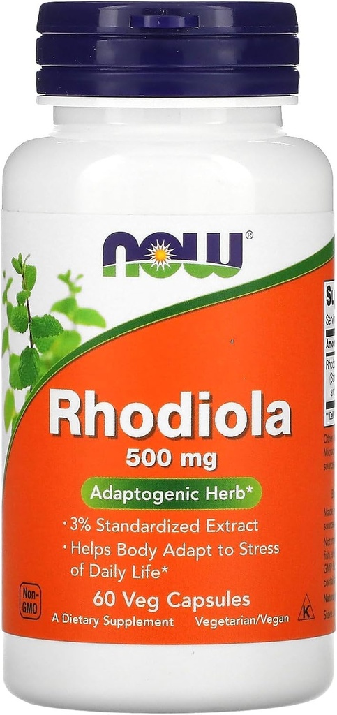 NOW FOODS Rhodiola 500MG 3PCT Extract60 VCAP, 60 CT