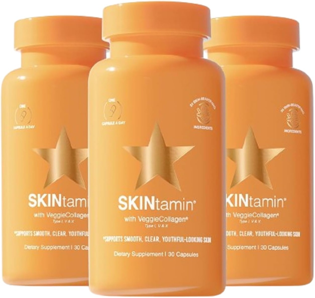 SKINTAmin Vegetarian Collagen Pills Note 124; Bedste Collagen Kosttilskud til kvinder til at støtte hud Firmness og Wrinkles