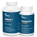 Dr. Tobias Probiotika 30 milliarder og Omega 3 Fish Oil (2000 mg) til fordøjelsesstøtte & Samlet sundhed