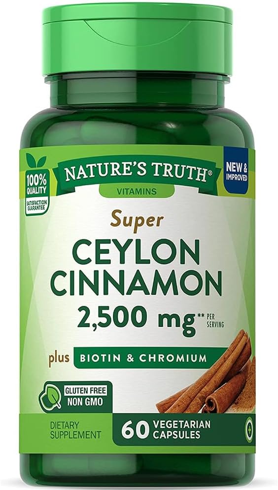 Naturens sandhed Super kanel plus biotin & chrom Quick Release kapsler - 60 ct, pakke med 3