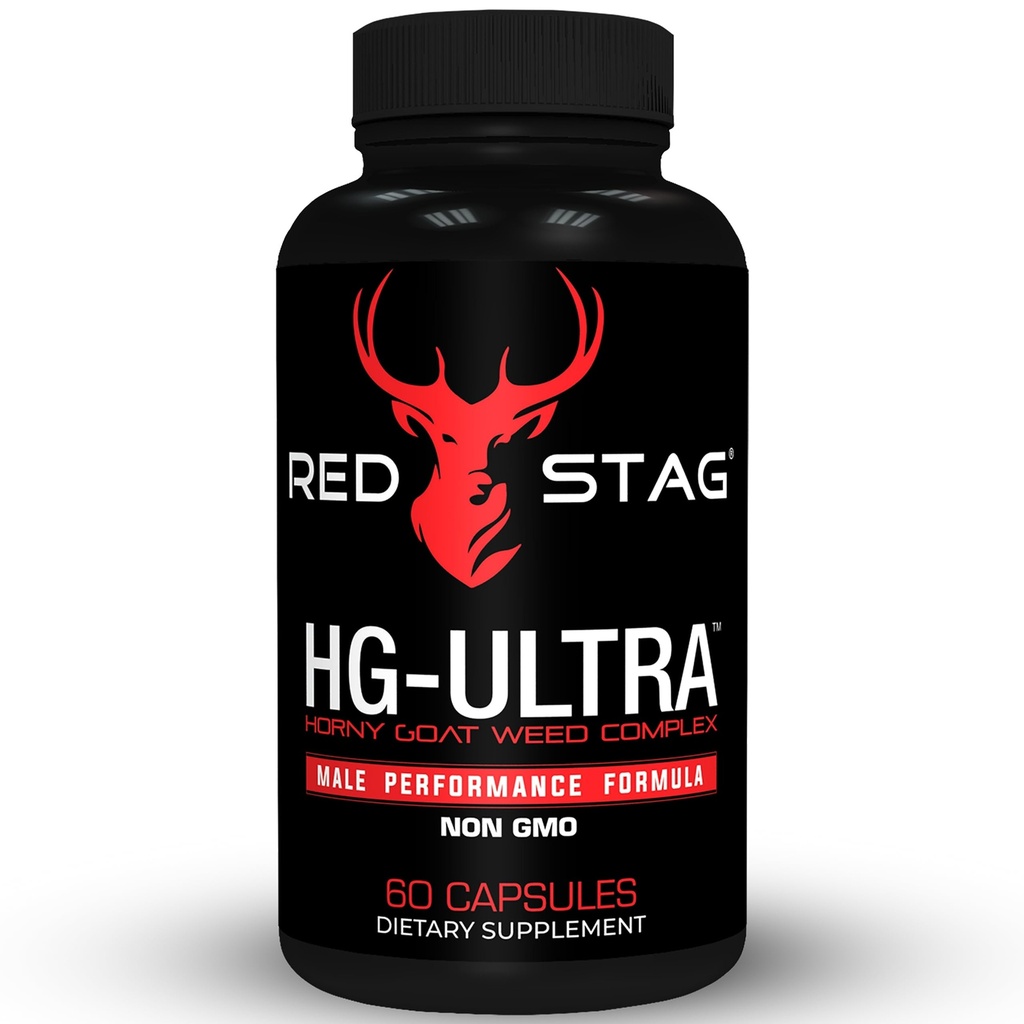 Red Stag Testosteron Booster Horny Geat Weed Complex med Maca Root Powder, Tribulus Terrestris, Saw Palmetto & Tongkat Ali Powder Male Enhancement - 60 kapsler