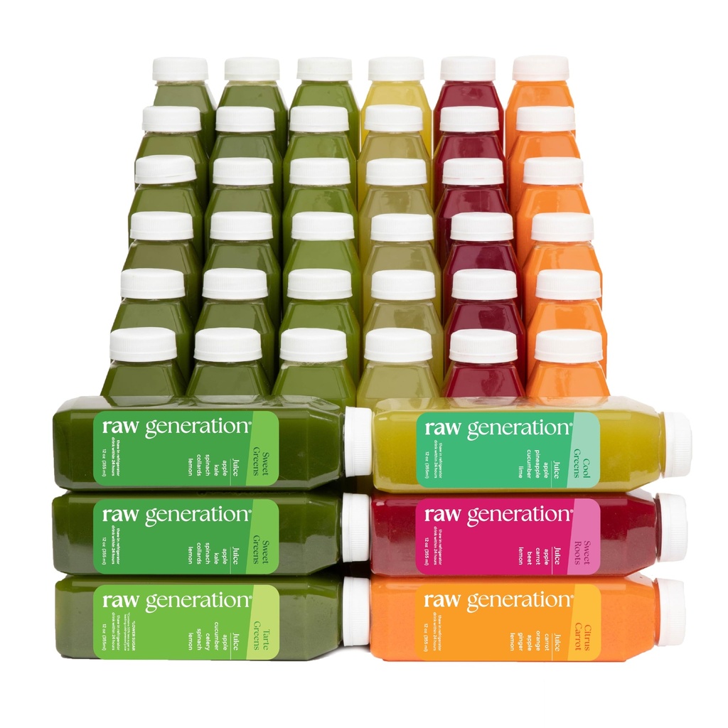 Raw Generation Skinny Cleanse - 7-Day Juice Cleanse for vægttab, Detox, Reduceret Bloating & Øget energi - 42 Cold- presset safter til Crush Cravings & Nulstil din kost