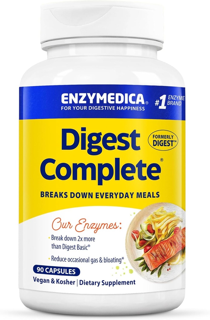 Enzymedica Digest, Full- Range, Everyday fordøjelsesenzymer, Tilbud Fast- Fungerende Gas & Bloating Relief, 90 Greve