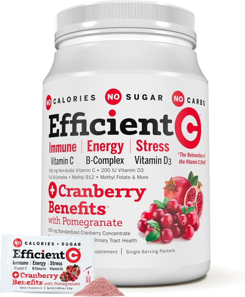 ANDREW LESSMAN Effektiv C + Cranberry Fordele 30 Pakker - Immun, energi, stress og urinveje Tract Support. Forstærkning af C-vitaminen. Ingen kalorier. Ingen Sugar. Ingen kulhydrater. Let at blande.