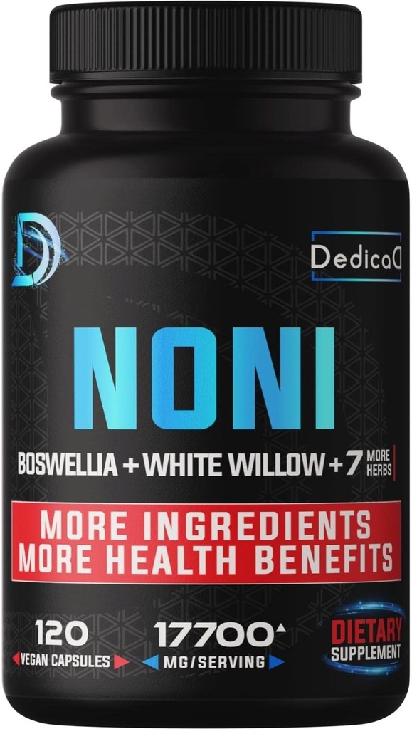 20: 1 Noni kapsler 17700mg - Supplement for immunforsvar, muskel & fordøjelsesstøtte -10in1 Tilføjet Boswellia, Elderberry, gurkemeje, Ingefær & mere - 120 Veganske kapsler, Non- GMO & gluten- fri