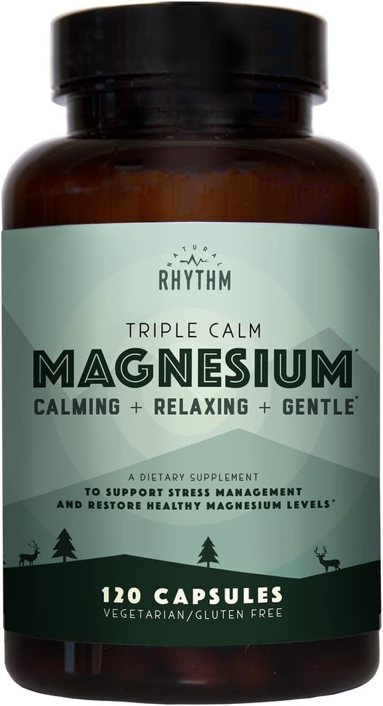 Naturlig Rhythm Calm og immunforsvar - Triple Calm Magnesium (120 kapsler) + Ah Chews! Immunbooster Lozenges (60 kapsler)