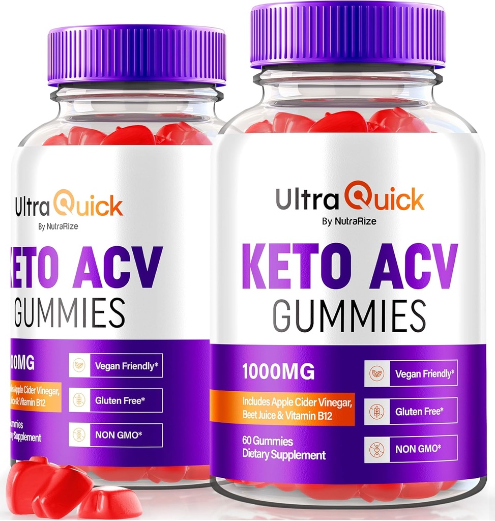 (2 Pack) Ultra Quick Keto ACV Gummies, UltraQuick Keto + ACV Vægttab Support, Premium Keto Plus ACV Formel, Natural Apple Cider Vinagre, Official Gomitas Anmeldelser (120 Gummies)
