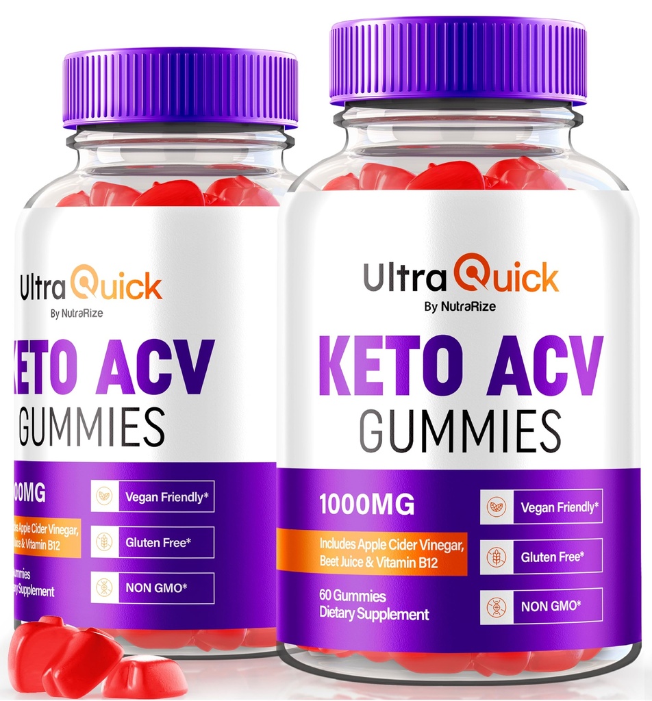 (2 Pack) Ultra Quick Keto ACV Gummies, UltraQuick Keto + ACV Vægttab Support, Premium Keto Plus ACV Formel, Natural Apple Cider Vinagre, Official Gomitas Anmeldelser (120 Gummies)