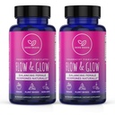 Flow and Glow Natural Hormone Balance for Women - PMS & Menopause Relief for kramper, Mood Swings & Night Sweats med Donq Quai & Black Cohosh for Menopause - 60 Veganske kapsler (2 Pack)