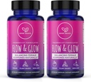Flow and Glow Natural Hormone Balance for Women - PMS & Menopause Relief for kramper, Mood Swings & Night Sweats med Donq Quai & Black Cohosh for Menopause - 60 Veganske kapsler (2 Pack)