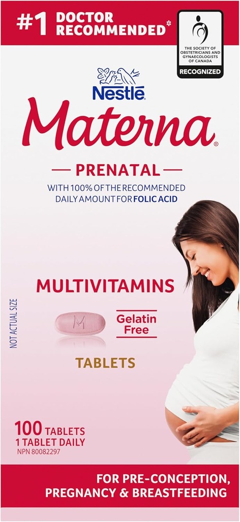 Materna Nestle Prenatal Postpartum Vitamin & Mineral Supplement 100 tabletter