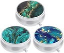 3 Pack Pill Box, Lille Pill Case til purse & Pocket, Cute Medicine Organizer rejse Pillbox, Portable Pill Container Holder til at holde vitaminer, Medicin, Fish Oil & Kosttilskud, Teal Ocean Marble