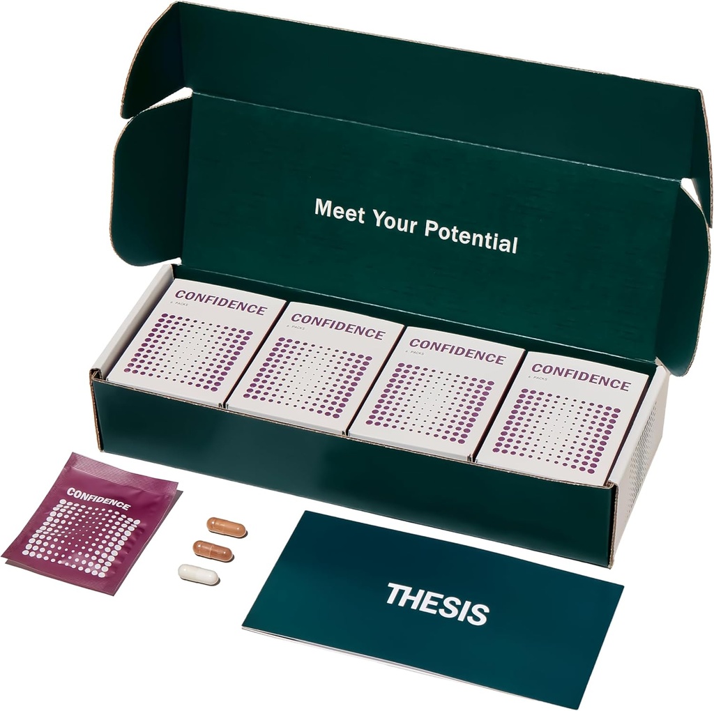 Thesis Confidence - Nootrop Brain Support - Soothe Nerves & Promoes Følelsesmæssige Well- Being - Ashwagandha, Saffron, L- Theanine & mere - 24 Servere - 1 måneds levering