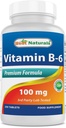 Bedste Naturals Vitamin B6 tabletter, 100 mg, 250 Tæl