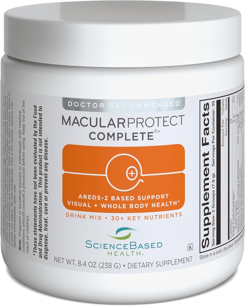 MacularProtect Complete Drink Mix - AREDS 2 Eye Health Supplement + hele kroppen Multivitamin - 30 + vigtige næringsstoffer med Lutein & Zeaxanthin - Orange Flavor - 30 dages forsyning