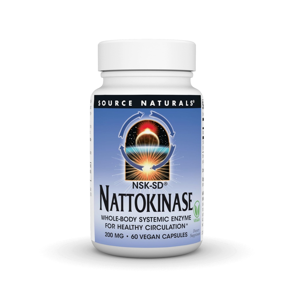 Kilde Naturals NSK- SD, Natokinase, Vegetarisk Friendly, Hele kroppen Systemisk Enzyme for sund cirkulation *, 200 mg - 60 Vegetariske Kapsler